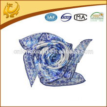 Blue And White Color Square China Silk Scarf